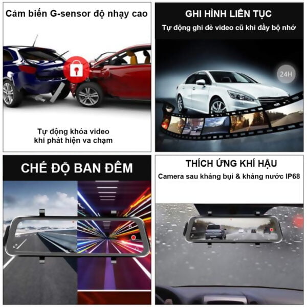 Camera hành trình gương chiếu hậu K888