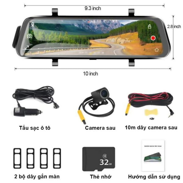 Camera hành trình gương chiếu hậu K888