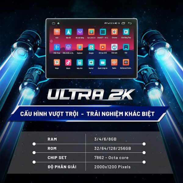 Màn hình Android 13 inch 2K sắc nét