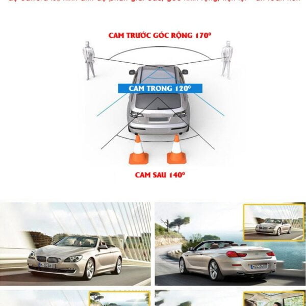 Camera hành trình ô tô A12pro 3 mắt màn hình 4in 90 Camera hành trình ô tô A12pro 3 mắt màn hình 4in