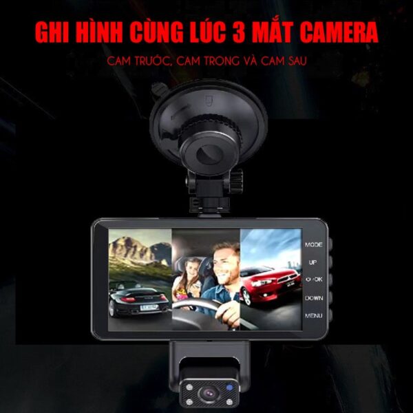 Camera hành trình ô tô A12pro 3 mắt màn hình 4in 91 Camera hành trình ô tô A12pro 3 mắt màn hình 4in
