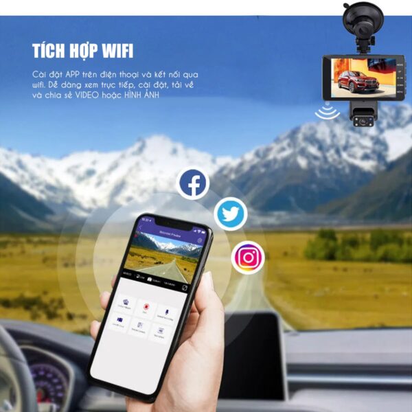 Camera hành trình ô tô A12pro 3 mắt màn hình 4in 96 Camera hành trình ô tô A12pro 3 mắt màn hình 4in