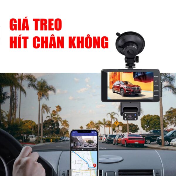 Camera hành trình ô tô A12pro 3 mắt màn hình 4in 99 Camera hành trình ô tô A12pro 3 mắt màn hình 4in