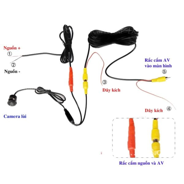 Dây camera lùi ô tô giắc AV 6m