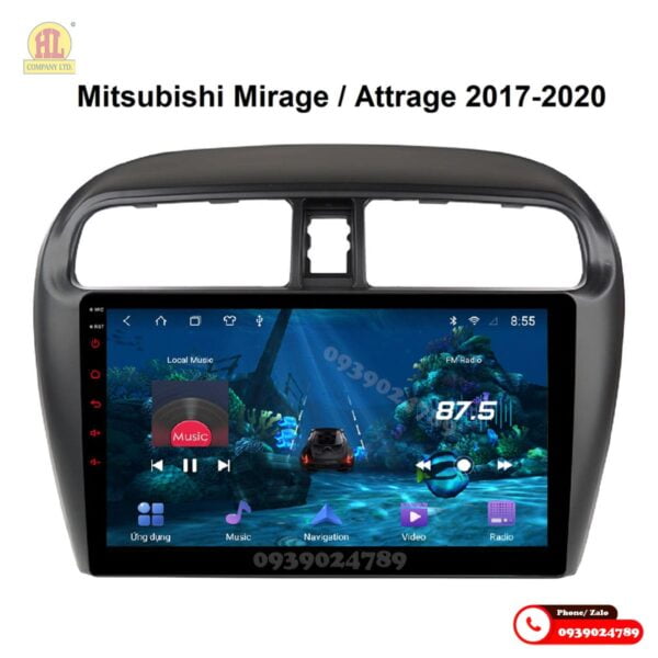 Mặt dưỡng màn hình Mitsubishi Mirage Attrage 2015-2023 kèm giắc zin theo xe