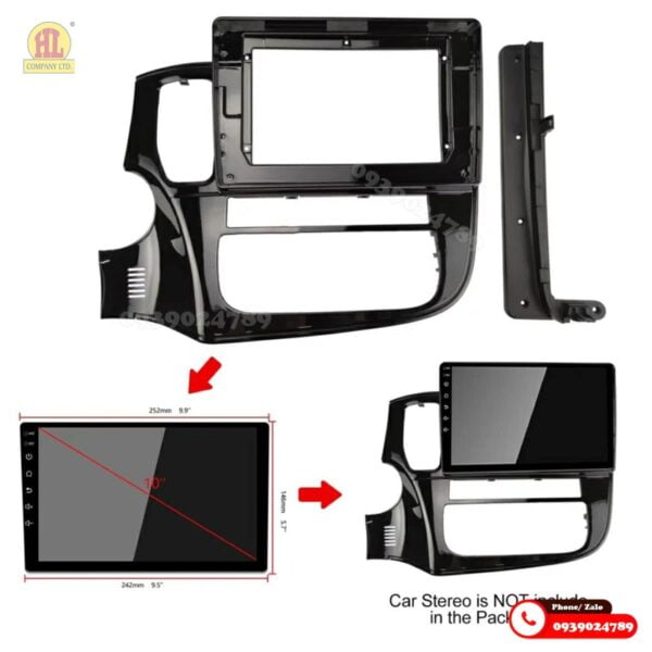 Mặt dưỡng màn hình Mitsubishi Outlander 2005-2023 kèm giắc zin theo xe