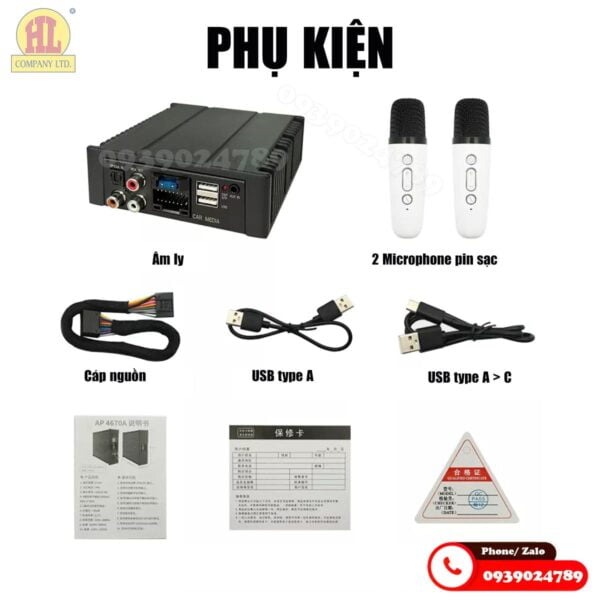Micro hát Karaoke ô tô tích hợp 2 mic pin sạc âm thanh DSP cao cấp 22 Micro hát Karaoke ô tô tích hợp pin sạc âm thanh DSP cao cấp