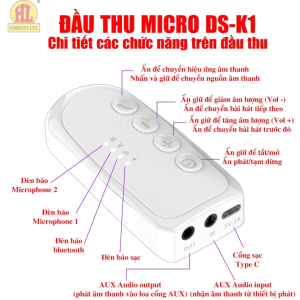 Micro Karaoke không dây DS-K1 Bluetooth 5.3 42 Micro Karaoke không dây DS-K1 Bluetooth 5.3